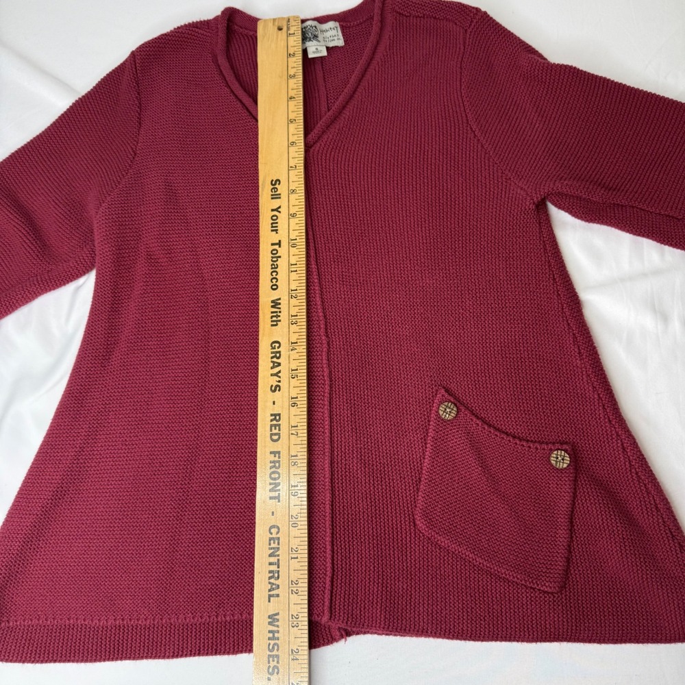 Habitat Clothes to Live In Burgundy Cotton V-Neck A-Line Sweater Women Small - Picture 5 of 7